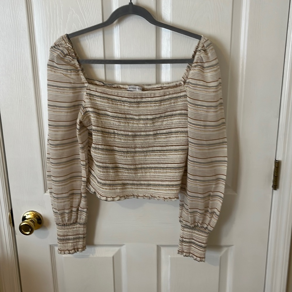 Gianni Bini Striped Top with Puff Sleeves